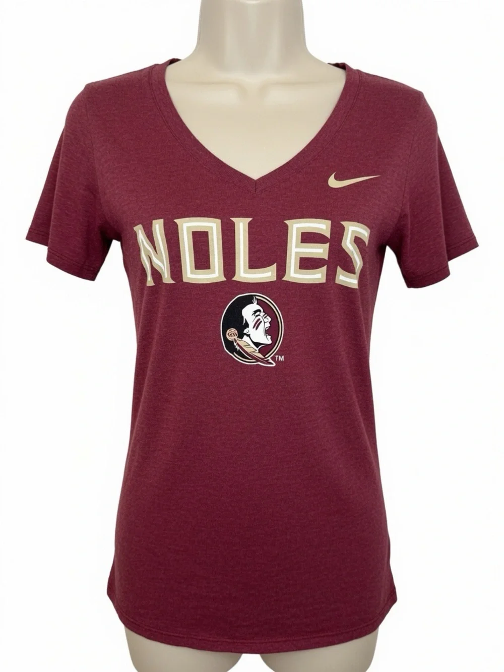 Nike Florida State SeminolesV Neck T shirt Size XS Garnet And Gold Noles